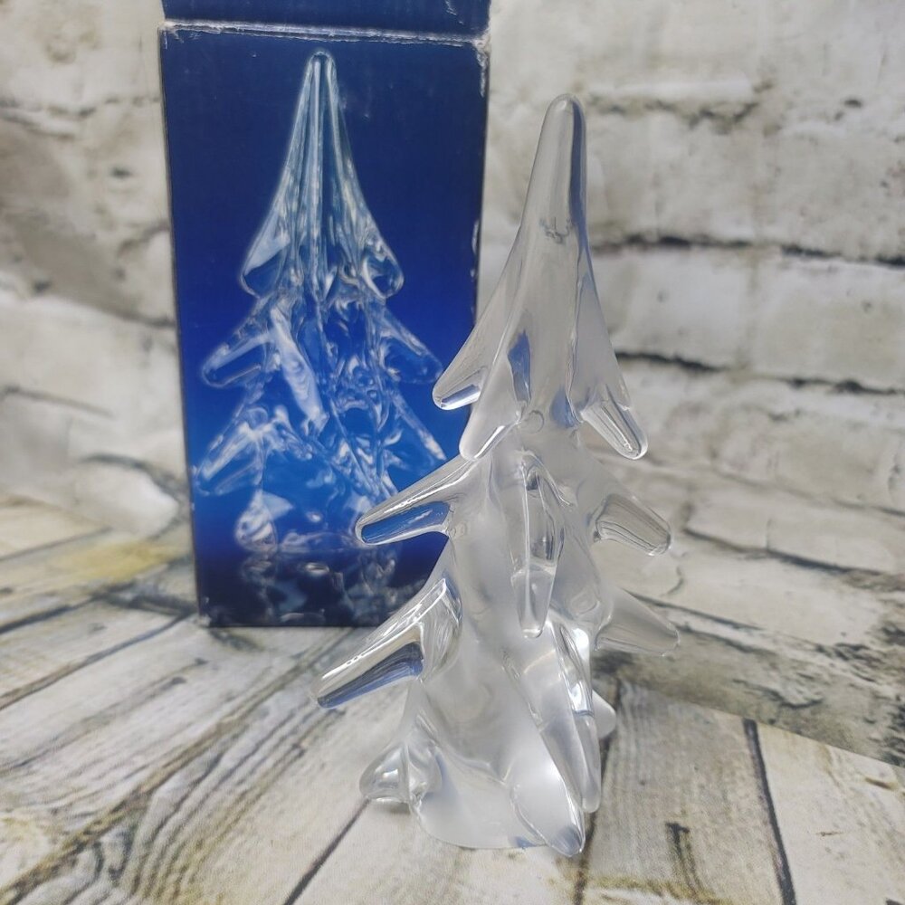6.25" The Tuscany Crystal Clear Art Glass Christmas Tree VTG Solid Twisted